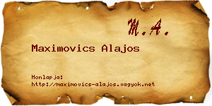 Maximovics Alajos névjegykártya